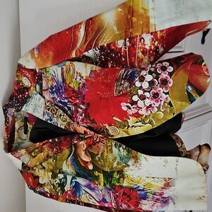 Cotton ITALIAN Vibrant Multicolor Blazer jacket Size 4